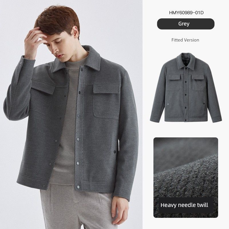 

[90% Goose down] Thousand Paper Cranes Men s British Style down Jacket Winter New Short Warm Jacket Coat for Men 01D Gray S