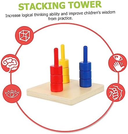 Milisten Color & Shape Sorting Toy Wooden Geometric Stacker Fine Motor Skills & Color Recognition Learning Toy for Toddlers 1+ Year