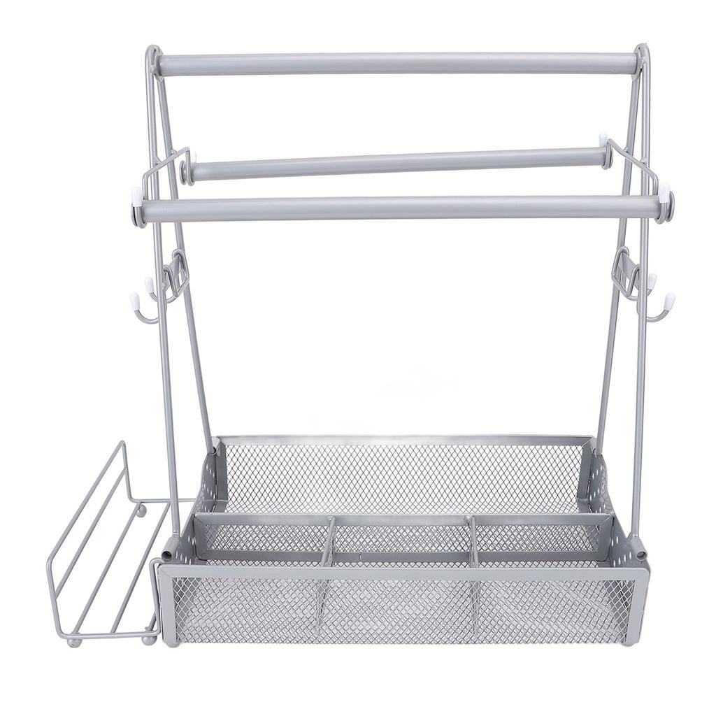 BBQ Condiment Holder Picnic Utensil Grill Caddy with Paper Towel Roll Holder for Outdoor Party
