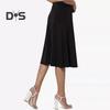 Women's Knee Length Skirt Summer Casual High Waisted Flared A-Line Skirt Stretchy Simple Foldover Midi Skirt