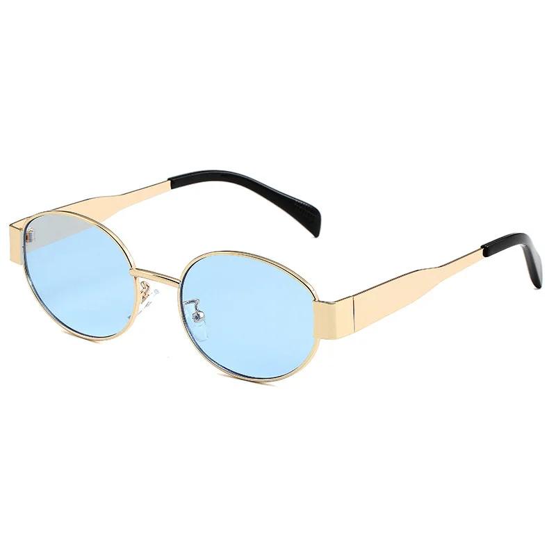 New Oval Sunglasses for Women Men Trendy Metal Frame Sun Glasses Classic Shades Lentes De Sol Mujer