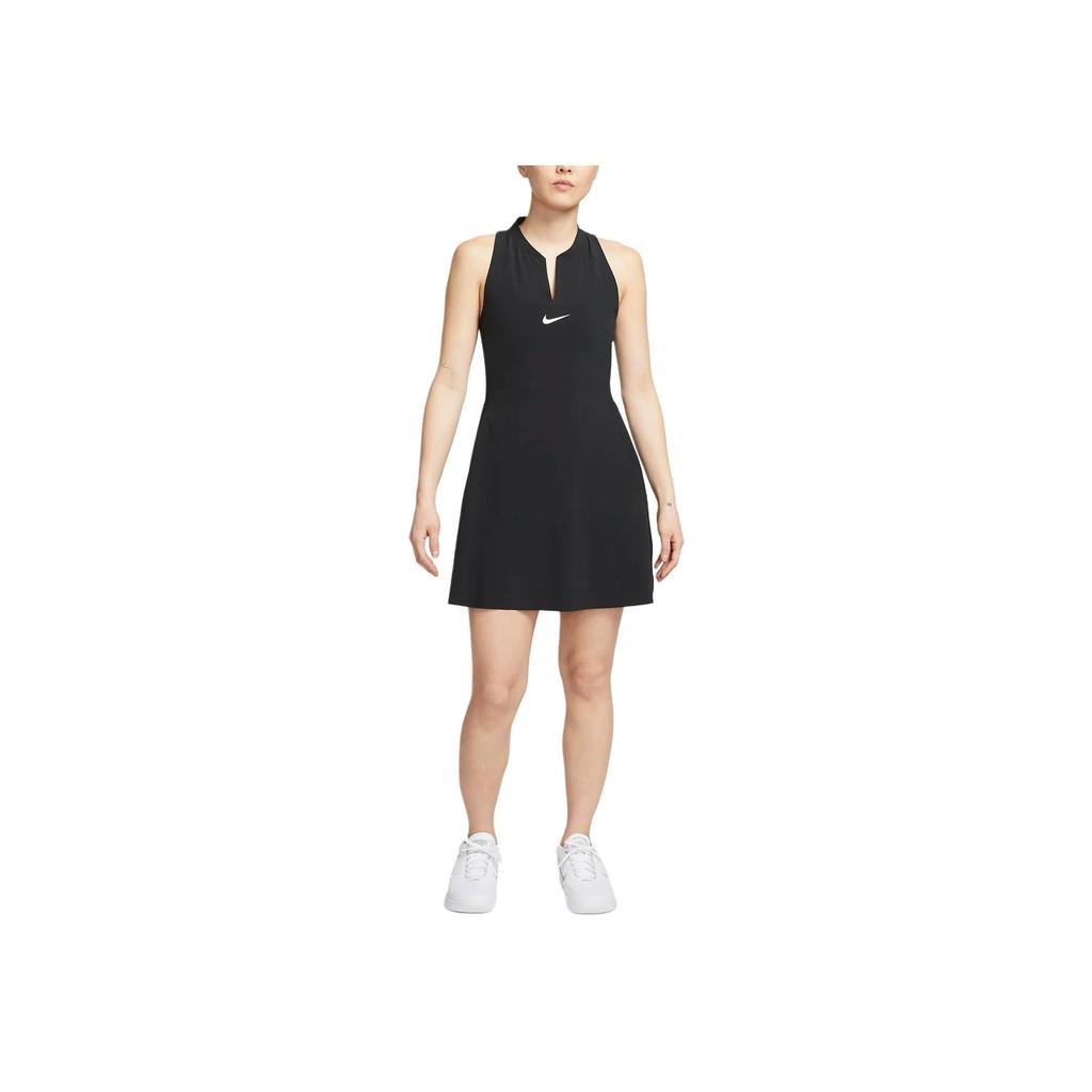 Nike Sleeveless V-Neck Dress With Cut-Out Back And Logo Women Dress Black DX1428-010
