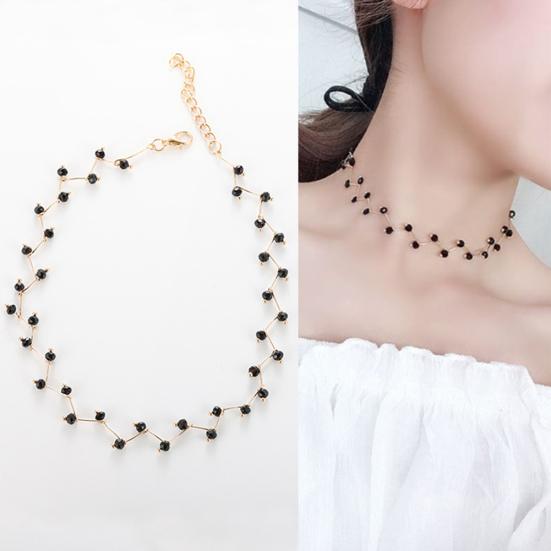 Wave Chain Black Beads Charm Choker Party Short Necklace Women Jewelry