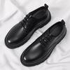 2025 spring new small leather shoes men's British style large size men's shoes 45 46 black lace-up antique trendy shoes D54