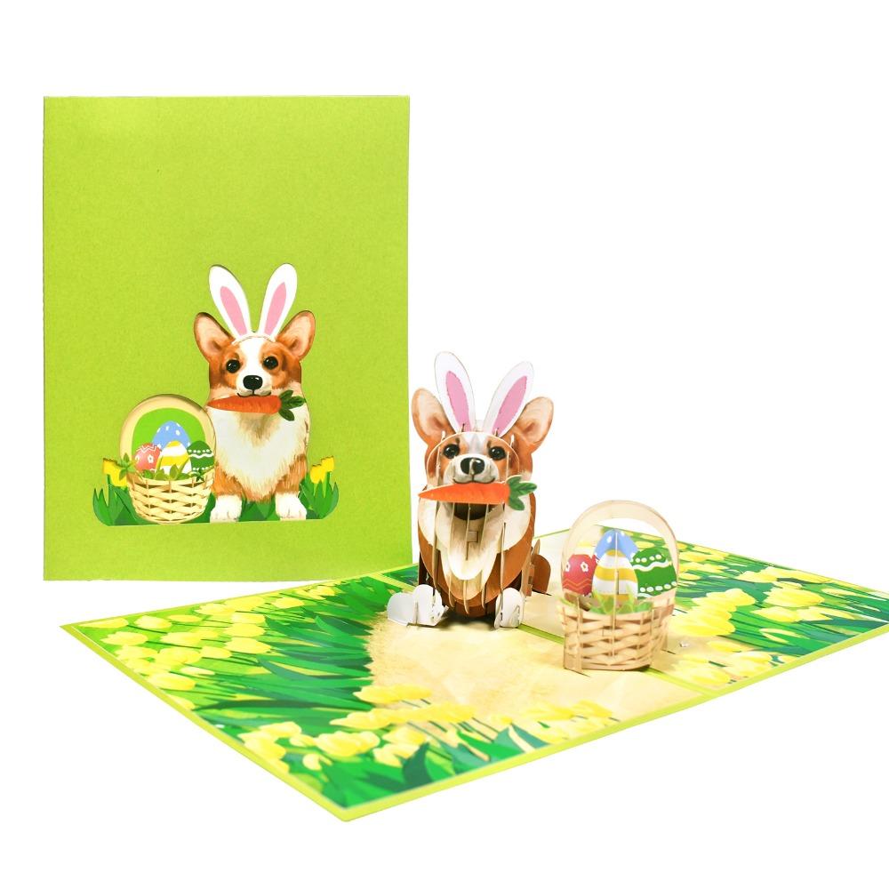 

Folding Easter Greeting Cards Paper Arts Rabbit Egg Gifts Card 3D Popup Easter Card Spring Holiday Style 6