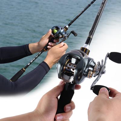 Angelrute und Baitcasting-Rolle 4 Abschnitte Carbon-Spinning-Köder-Ruten- und Casting-Rollen-Sets Pesca