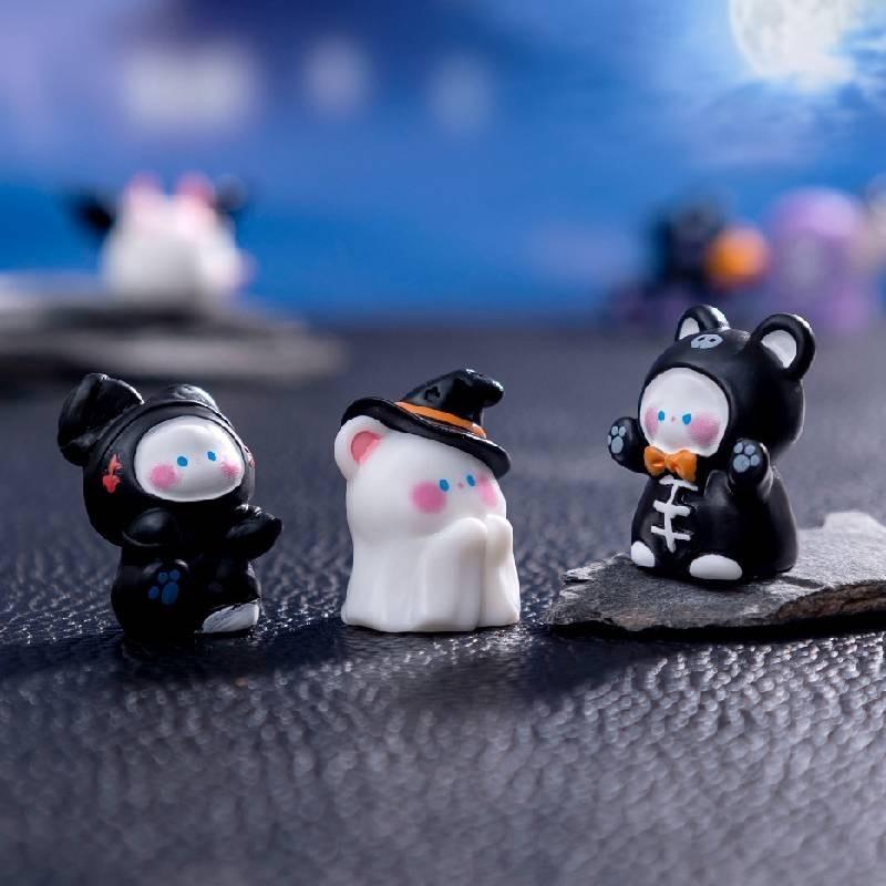 Adorable Halloween Bear And Elf Mini Figurines Resin Craft Decorations Diy