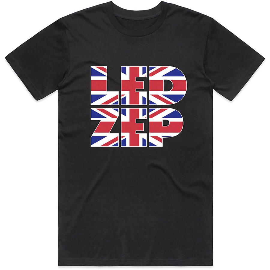 Led Zeppelin - Union Jack Type - Black T-shirt