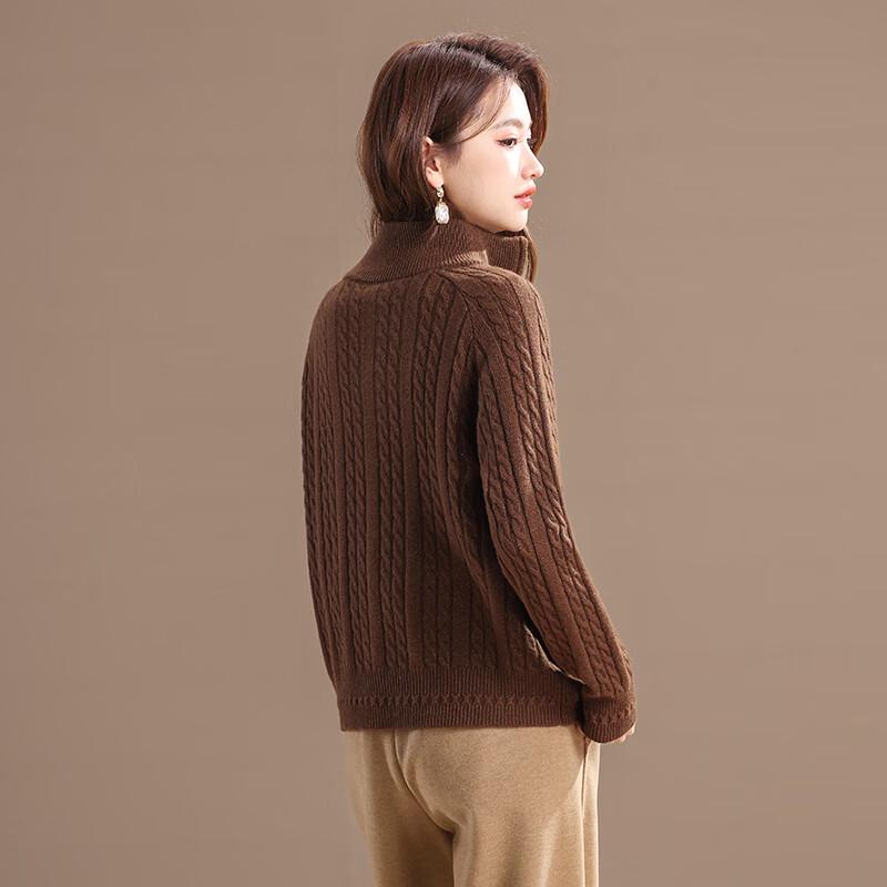 Women's 100% Merino Wool Half-Zip Cable Knit Sweater