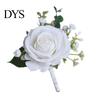 Corsage Suit Wedding Wristlet Band with Faux Pearl Embellished Brooch Simulated Roses Bride Groom Romantic Floral Accessories Prom Decoration