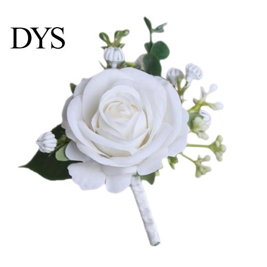 Corsage Suit Wedding Wristlet Band with Faux Pearl Embellished Brooch Simulated Roses Bride Groom Romantic Floral Accessories Prom Decoration