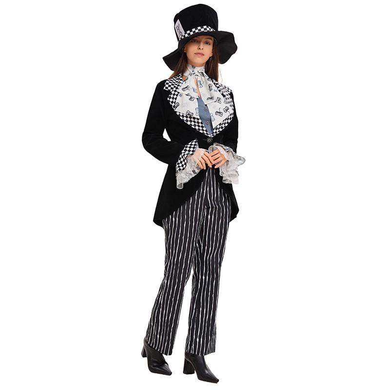 Halloween Alice In Wonderland Mad Hatter Costume Women 2025 Stage Party Cosplay Outfit