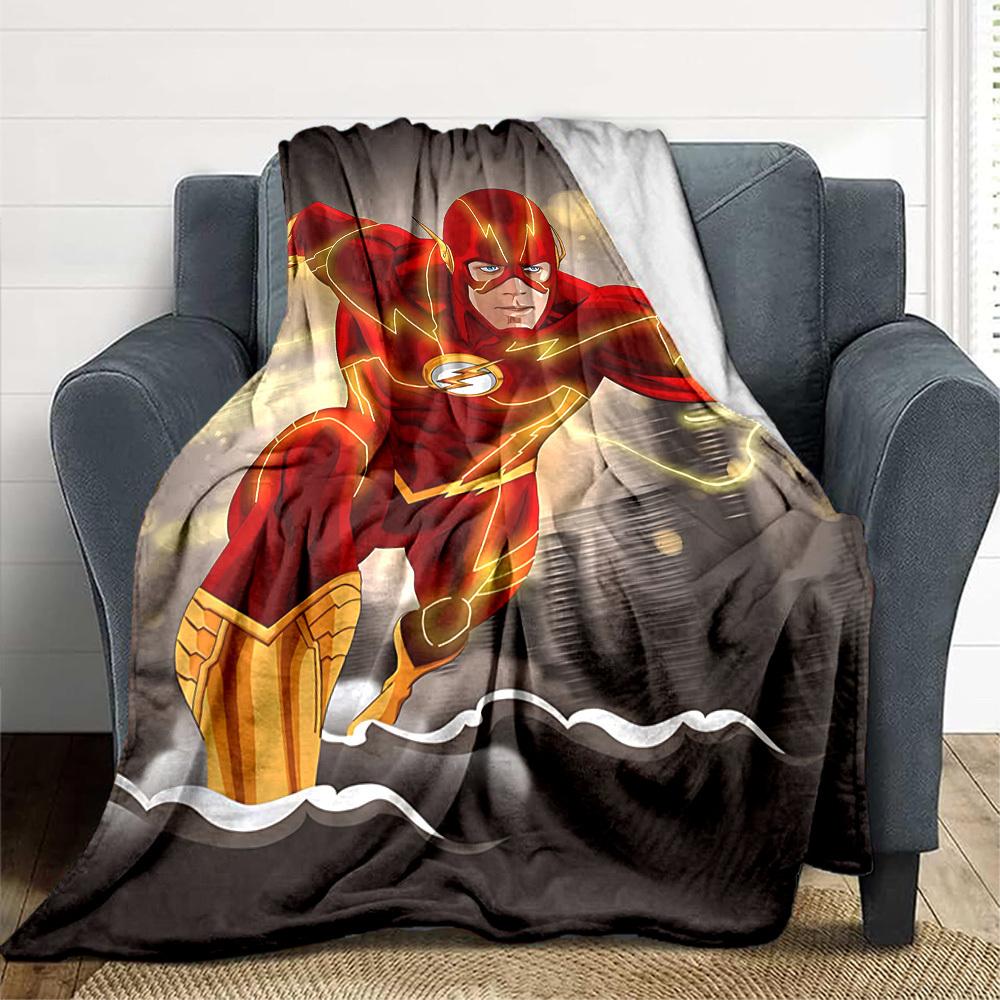 

1pc Flash superhero Flannel Throw Blanket Soft, Warm & Cozy for Couch, Bed, Office, and Travel Versatile All Season Gift, Christmas present 80x120cm