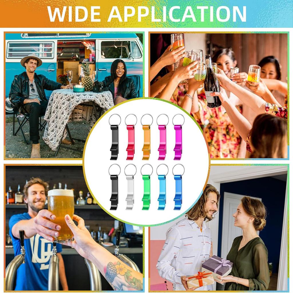 20Pcs Portable Beer Bottle Openers Aluminum Bottle Openers Keychain Bottle Opener Soda Beverage Bottle Opener for Party Wedding