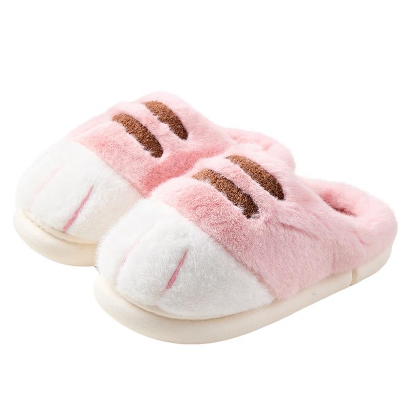 Autumn and winter cartoon cat claw fluffy slippers home indoor warm thickened cotton slippers