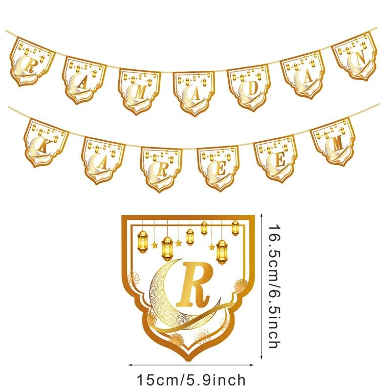 EID Mubarak Paper Banner Garland for Islamic Muslim Party Home Decoration 2025 Ramadan Kareem Hanging Ornaments Bunting Gift