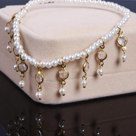 Women's Faux Pearl Rhinestone Anklet Bracelet Tassels Barefoot Ankle Foot Jewelry
