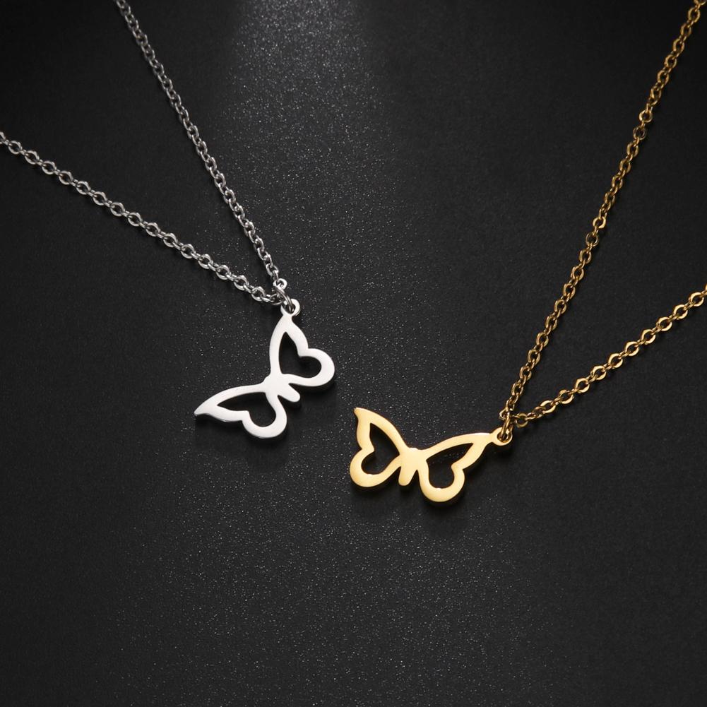 Cazador Korean Stainless Steel Butterfly Pendant Necklace Trendy Gold Color Chain Necklaces For Women Jewelry Gifts New 2026