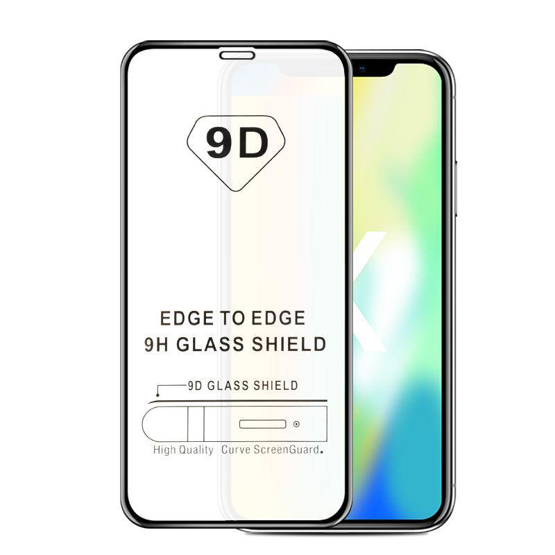 9D Full HD Tempered Glass Screen Protector for iPhone 14/13/15 Pro Max, XS/XR/7/8 Plus