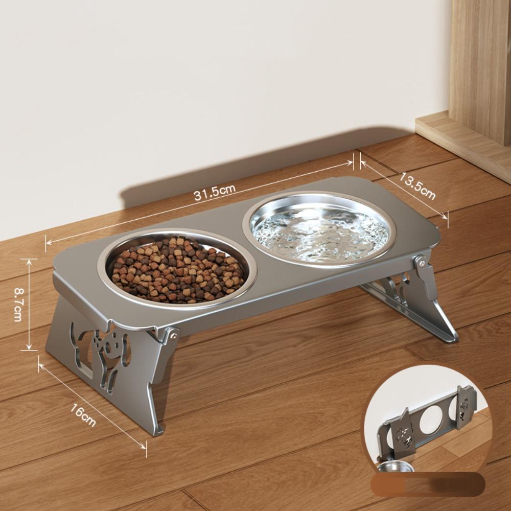 

Foldable Elevated Cat Bowl Non-slip Neck Protection Bowl Cat Basin Raised Pet Feeder Pet Supplies серый