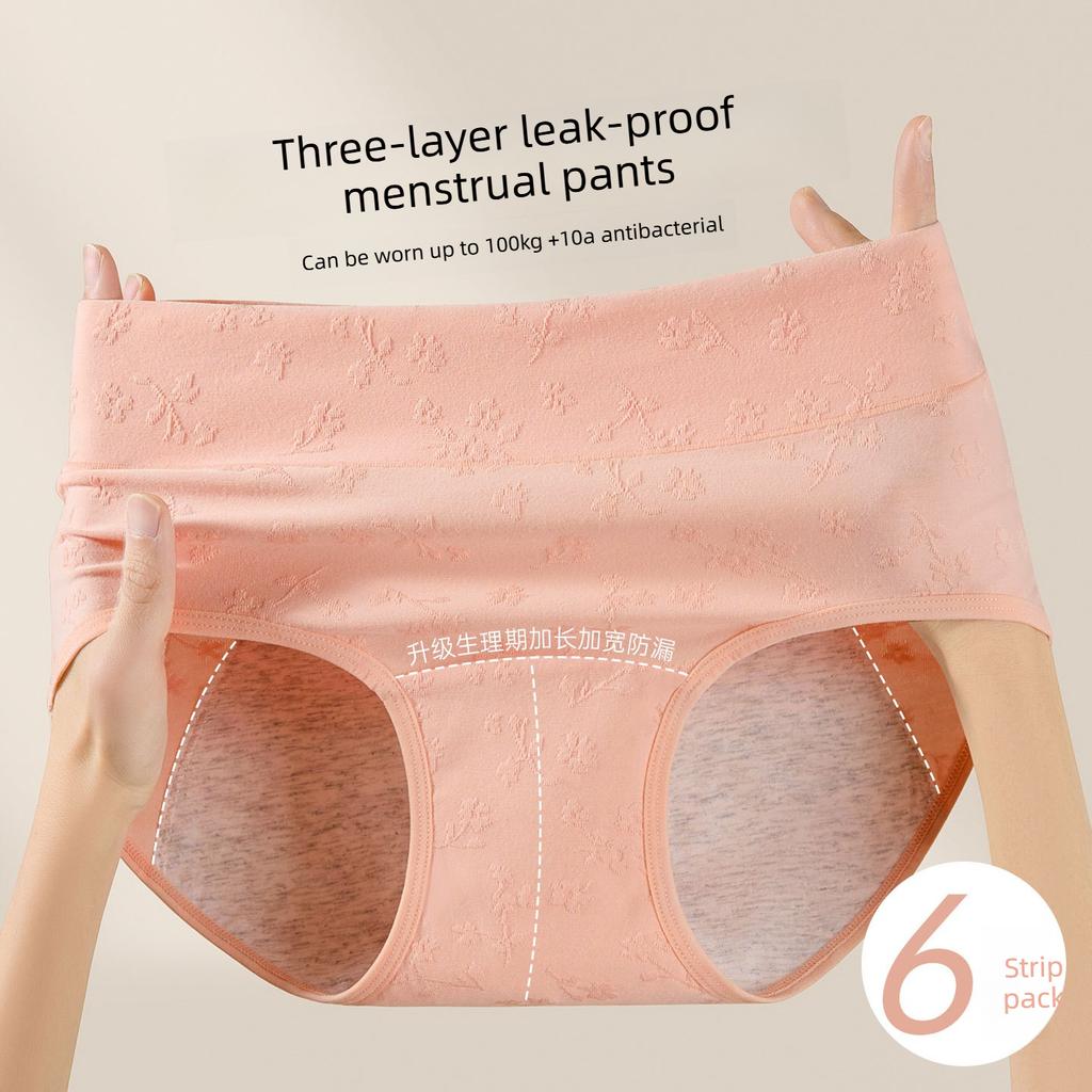 Women's Spring and Autumn Period Leak Proof High Waist Cotton Antibacterial Crotch Non Mark Triangle Briefs