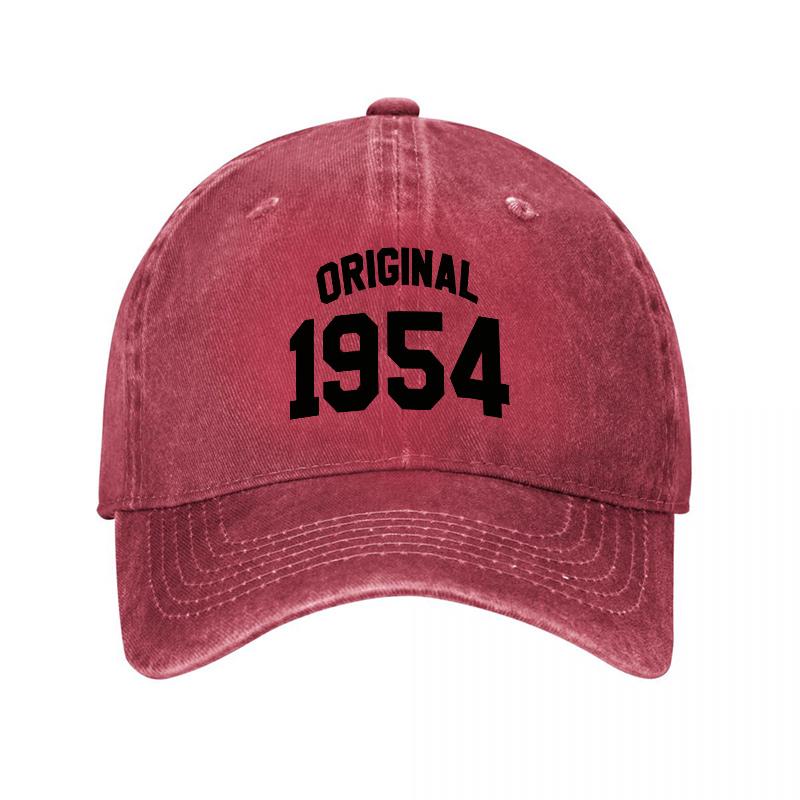 Original 1954 Vintage Washed Canvas Baseball Cap Unisex Casual Soft Top Hat Classic Letter Print Adjustable Sun Hat