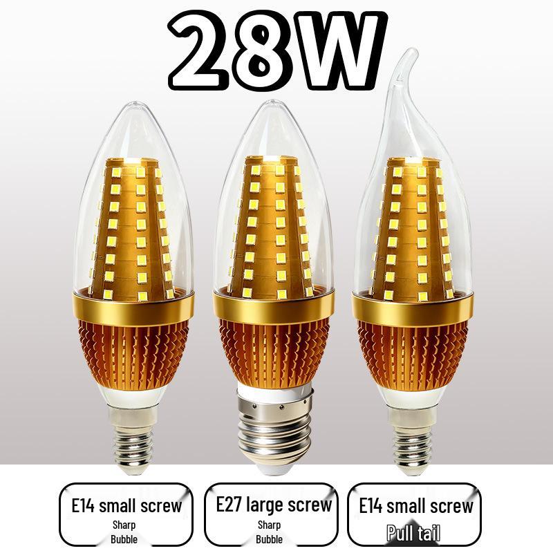 LED Candle Chandelier Bulb Light, E14 Small Screw & E27 Base, Living Room Pointed Bulb