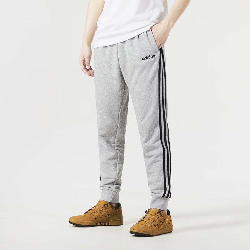 Adidas Striped Sports Fitness Training Breathable Casual Pants Men Bottoms Light-Grey DQ3077