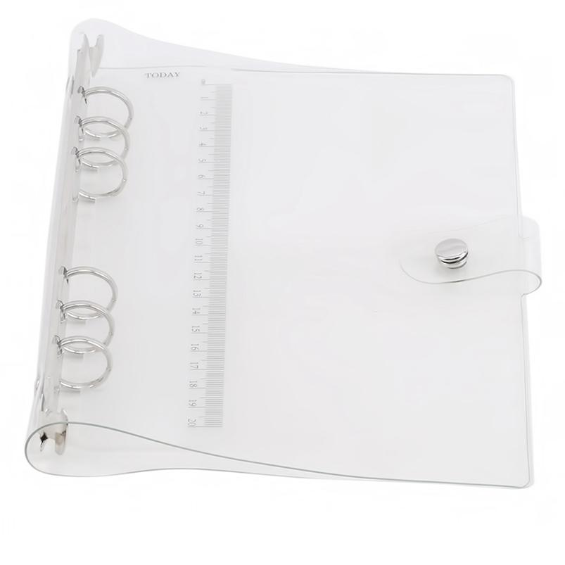 1Pc Transparent Notebook Binder Student Planner Binder Office Supplies 6 Ring A7/A6/A5