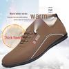 Men's White Leather Slip-On Casual Business Driving Shoes