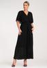 Dress with Cape - Elegant Dress with Pleated Bottom - Black Dress M1123 S/M