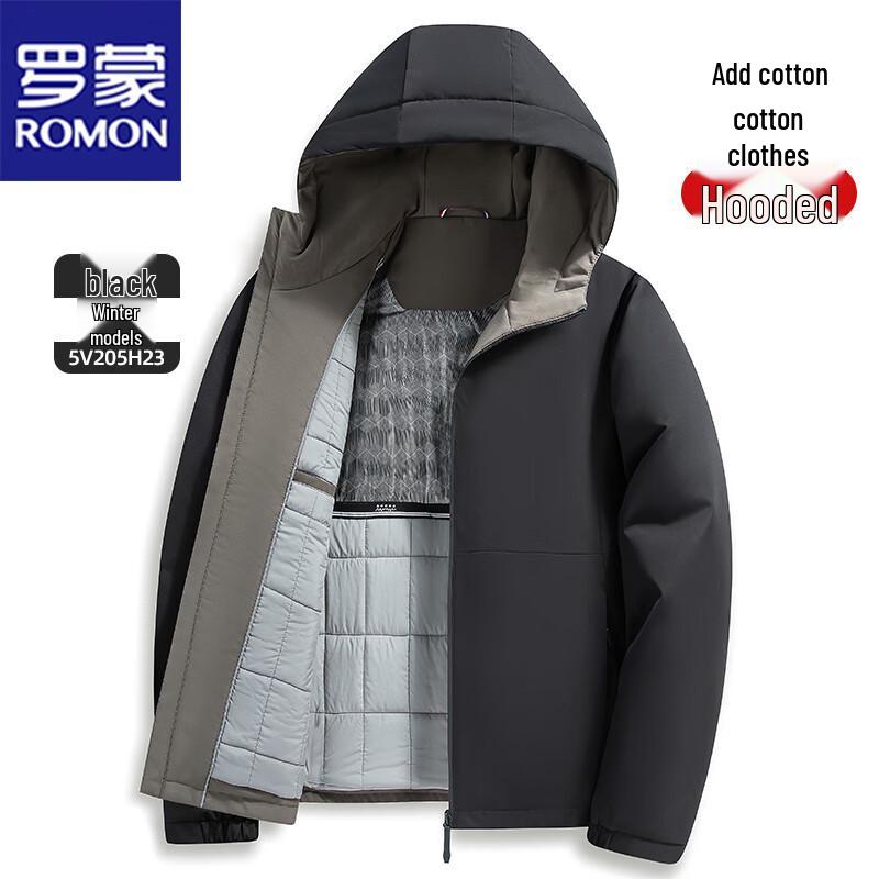 ROMON Men's Casual Hooded Padded Jacket