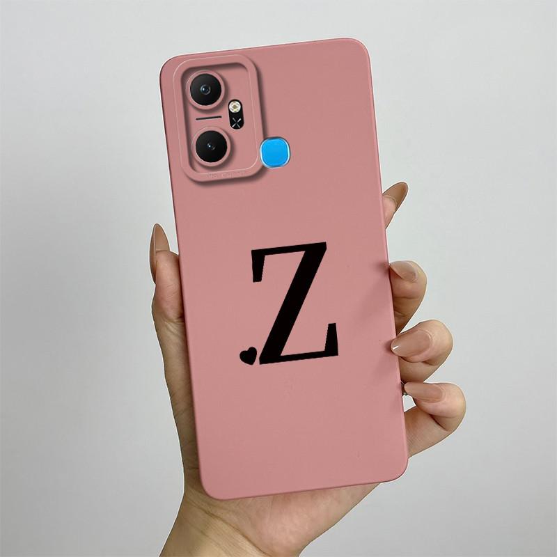 For Infinix Smart 6 Plus Case Infinix Smart6 Plus Phone Case X6823C Cute Initial Letters Square Soft Silicone Back Cover Fundas