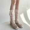 Bow Tie Knit Banding Leggings Y2K Women's Stockings Fashion Knee High Socks  Autumn