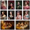 Funny Altered Art Victorian Woman Portrait Poster Prints For Living Room Home Decor Vintage Nobel Girl Canvas Painting Wall Art
