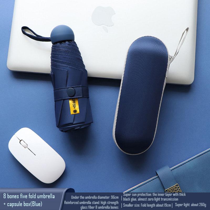 Dual-Use Compact Portable Sunshade, Pocket Capsule, UV Protection, Female Gift, Sunshade, Sun,5-section UMBRELLA