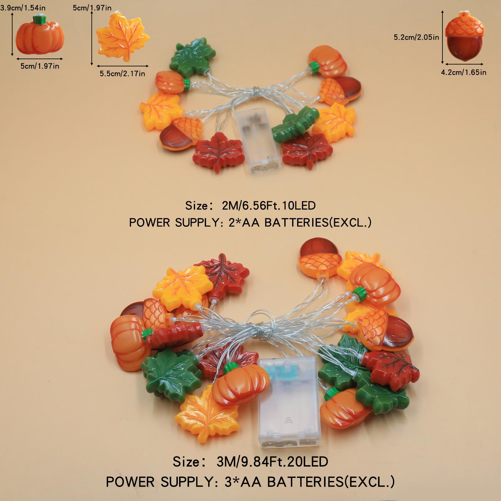 

Осенние декоративные огни, светодиодные гирлянды на День благодарения, тыква, кленовый лист, желудь, свет для осеннего домашнего внутреннего декора 2M10LED теплый белый