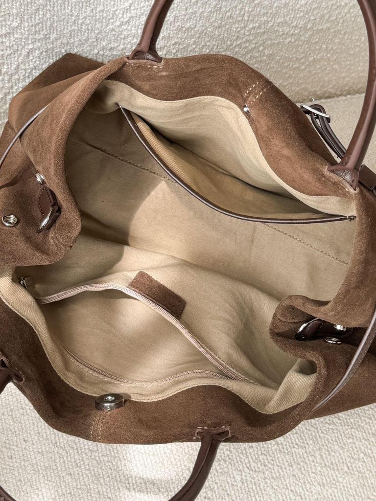 Premium Suede Large-Capacity Women's Tote: Genuine Leather, Retro, Versatile, Frosted, Handheld, Shoulder and Crossbody Bag.