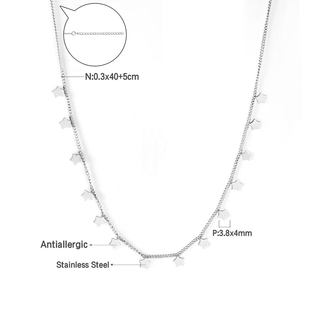 Woman Collier Golden Chains Necklaces Bohemia Star Heart Elegant Stainless Steel Jewelry Trendy