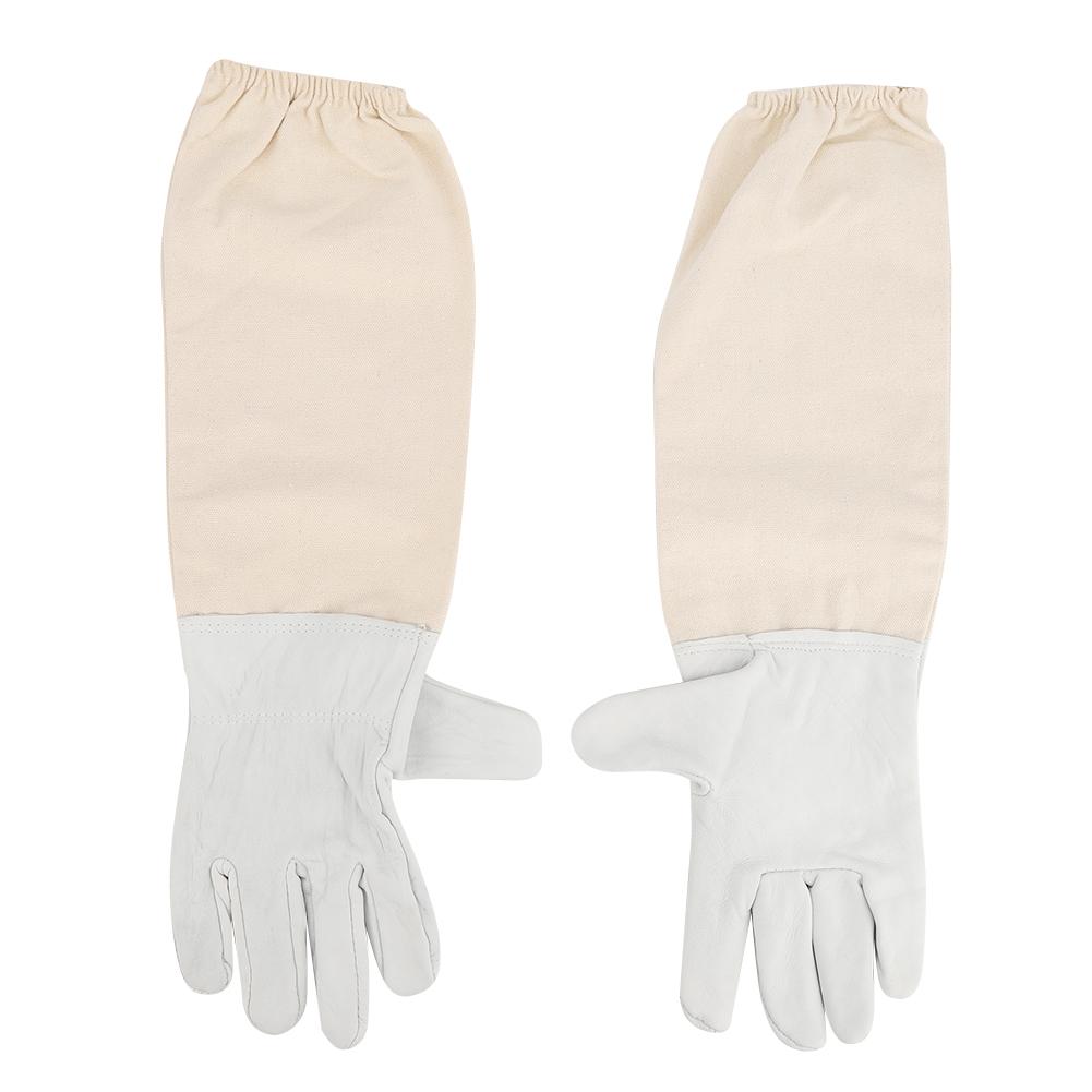 Goatskin  Leather Canvas Bee Gloves Anti Bee Anti Sting Long Sleeves Professional Apiculture Protective Equipment(XL )