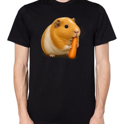 Guinea Pig Eating A Carrot T Shirt Vintage Fashion Casual Stylish Streetwear Stretched Breathable Versatile Comfortable