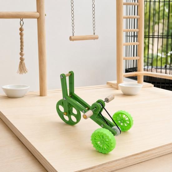 Parrot Training Bicycle, Funny Parrot Bike Training Toy, Creative Green Parrot Training Bike for Birds Intelligent Development