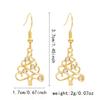 Christmas Simple Hollow Christmas Tree with Cubic Zirconia Gold Plated Earrings Women's Cute Charm Festive Party Gifts