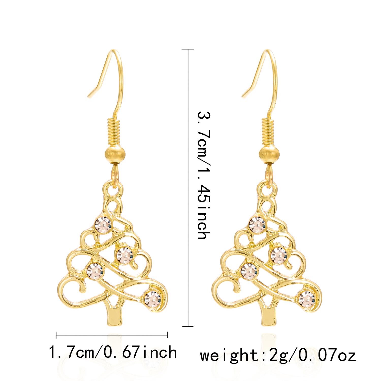 

Christmas Simple Hollow Christmas Tree with Cubic Zirconia Gold Plated Earrings Women s Cute Charm Festive Party Gifts