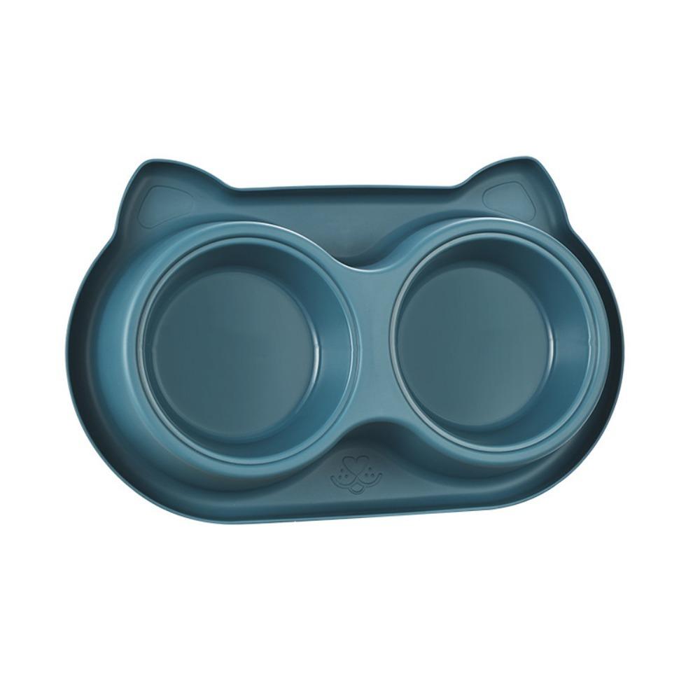 Multi-use Plastic Pet Feeding Double Bowls Stainless Steel Anti-Slip Cat Slow Food Bowl Cute Portable Pet Food Basin Puppy