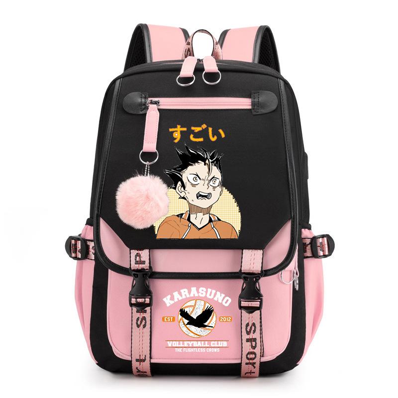 Anime volleyball teenager peripheral printing middle school student schoolbag outdoor large-capacity backpack