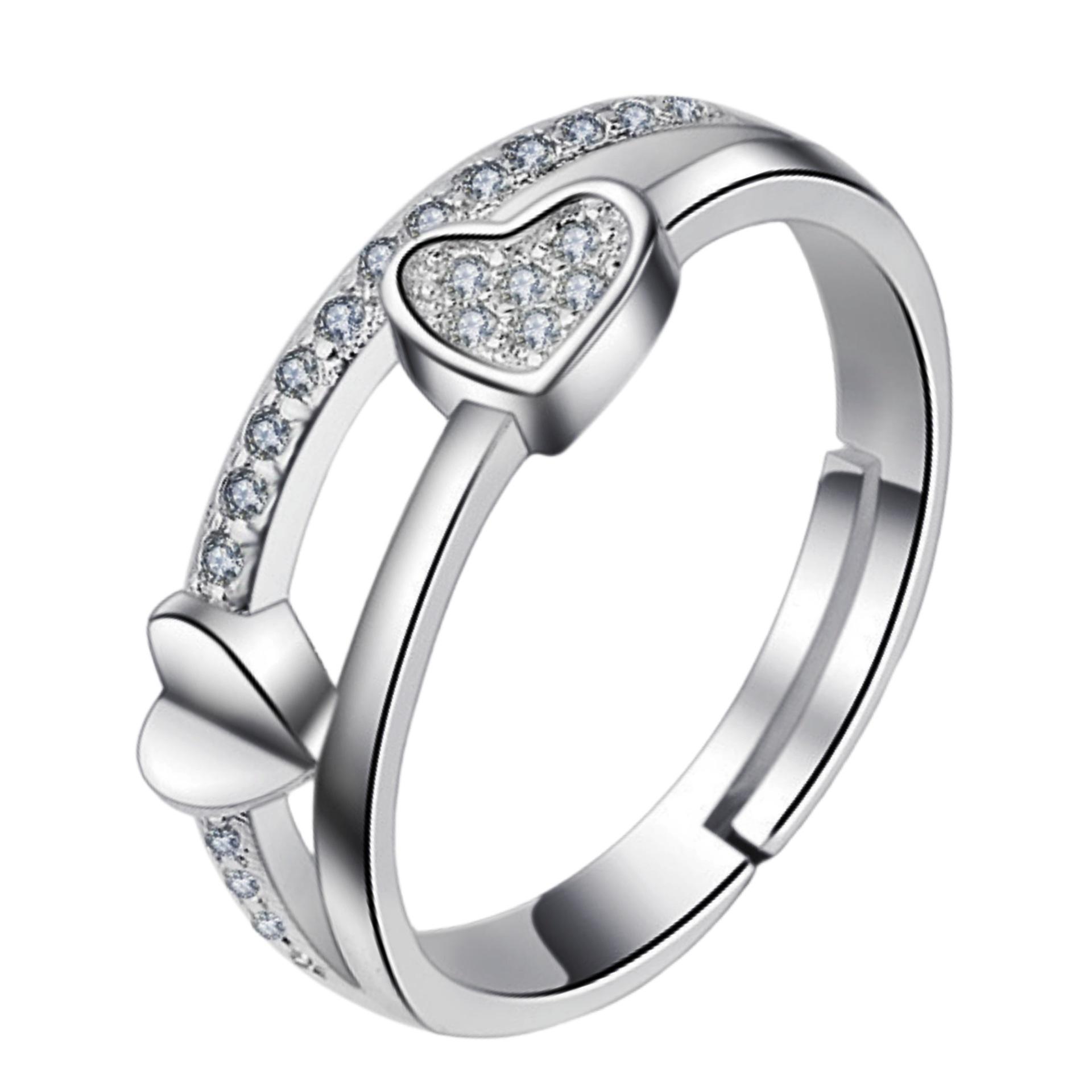 Karemei Geometric Diamond Open Ring - Trendy Micro-set Circular Design
