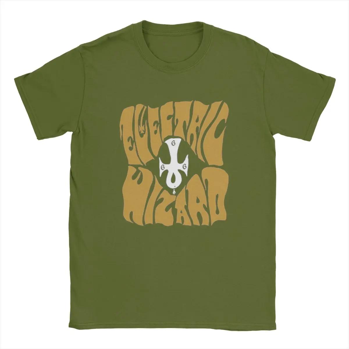 Novelty Gold Electric Wizard T-Shirts Men Crew Neck  Cotton T Shirt Band Heavy Metal Music Stoner Short Sleeve Tee Adult Top 4XL