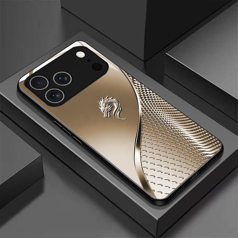 High end luxury business style tempered glass phone case suitable for iPhone 17 16 15 14 13 12 11 Pro Max Plus scratch resistant