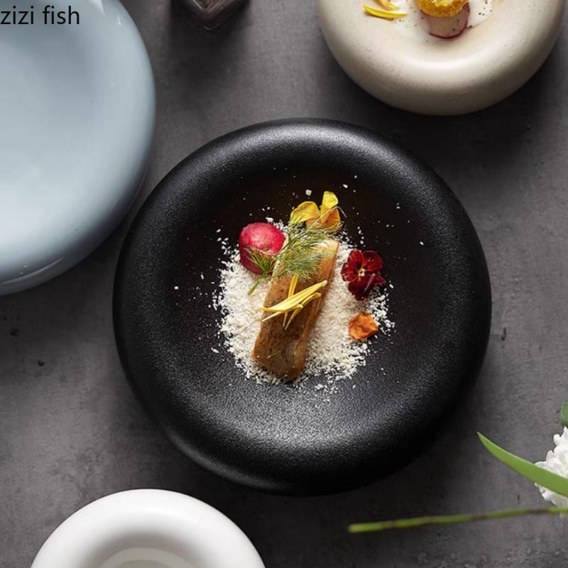 Thickened Ceramic Dining Plate Dessert Plate Sashimi Plates Dim Sum Dish Refreshments Tray Sushi Plates Fruit Dish Salad Bowl